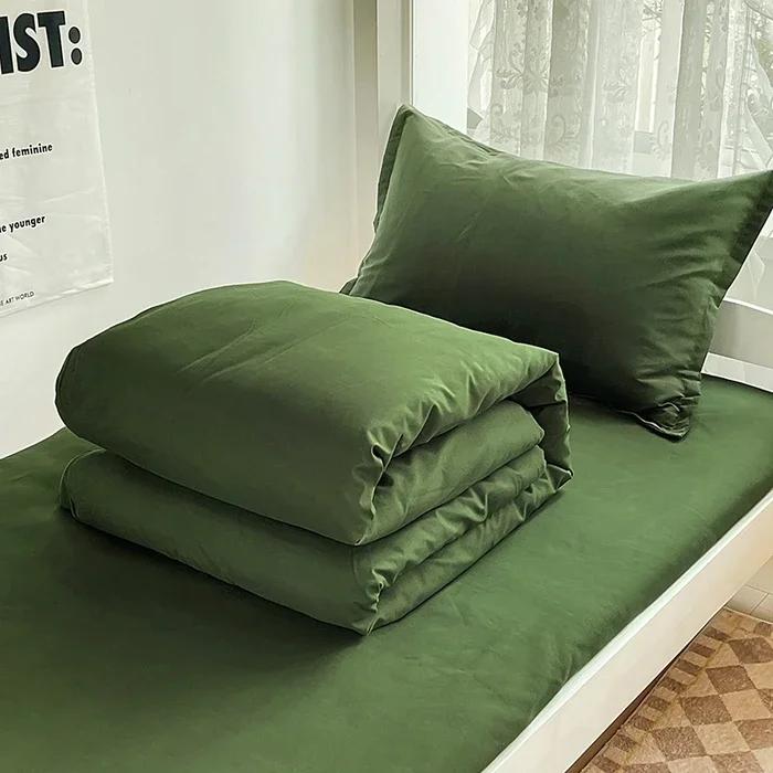 Plant Cashmere Student Dormitory Three-piece Bed Kit Single Double Household Bed Sheet Quilt Cover Popular
