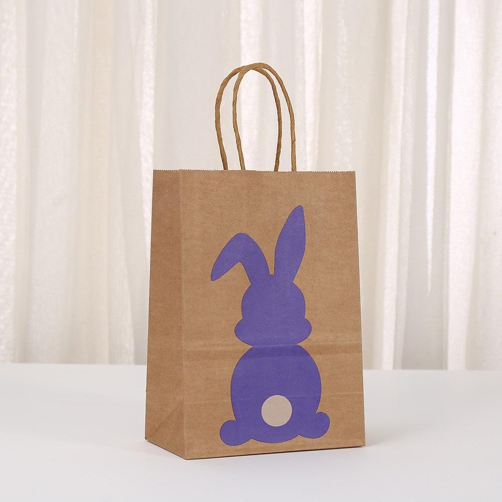12/30pcs Easter bunny treat gift bags reusable kraft paper tote bags for party candy cookies toys and holiday gifting