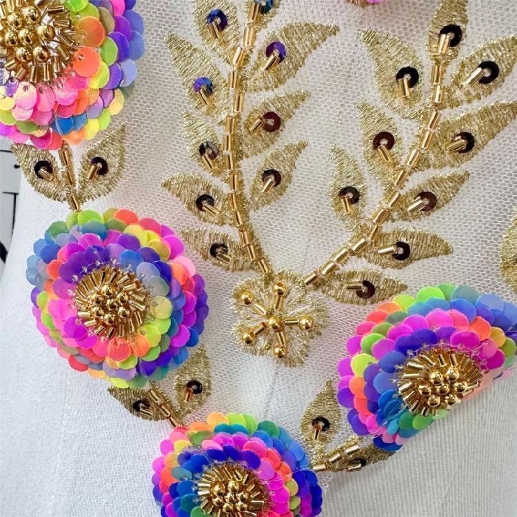 Embroidery Sequins Beads Applique Sewing on Beaded Collar Patches Wedding Dress Applique For Evening Gown Bridals Dress