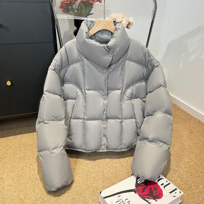 Winter new white duck down jacket women's short stand-up collar loose fashion thickened warm jacket