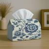 1pc Chinoiserie Vintage Botanical Tissue Holder Featuring a Peony Design in Blue And White - a Fabric Napkin Storage Organizer Suitable for Kitchen, C
