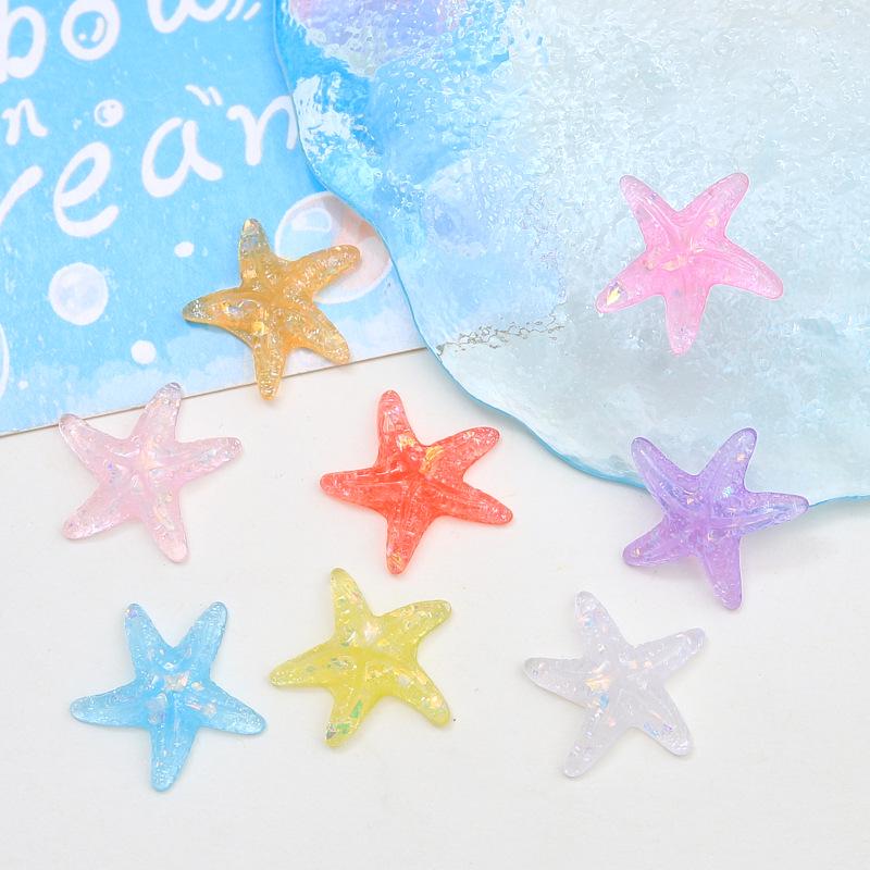 Multi-Color Sparkling Starfish Resin Charms for Crocs, Jewelry & Hair Clips