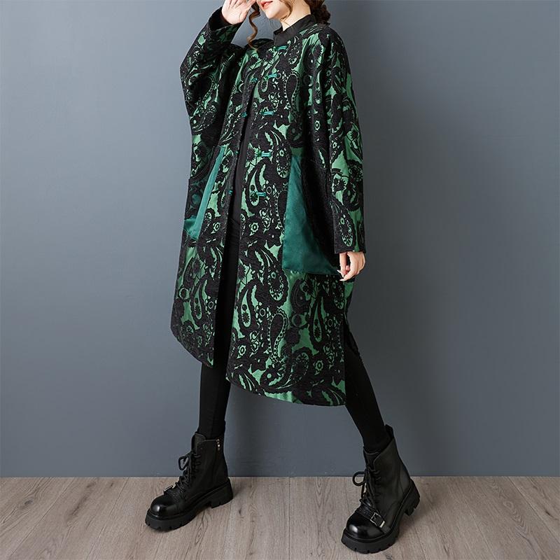 Herbst Frühling Baumwolle übergroß Vintage floral Oberbekleidung Damen lässig locker lange Jacke Mantel