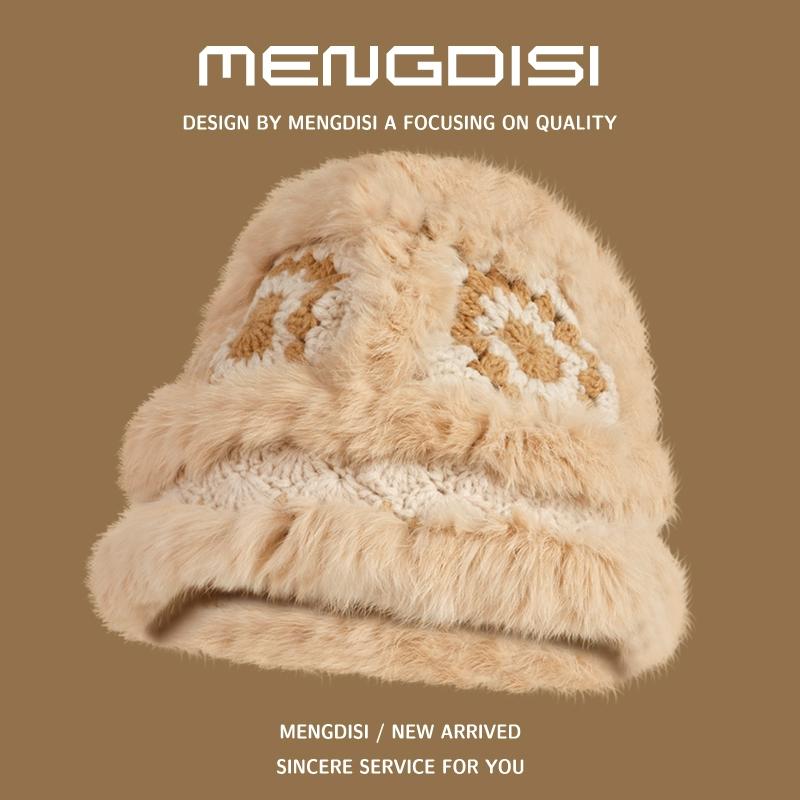 Rabbit Fur Lion Hat Autumn and Winter Atmosphere Versatile Face Small Bucket Fluffy Basin Hat Warm Plush Bucket Hat