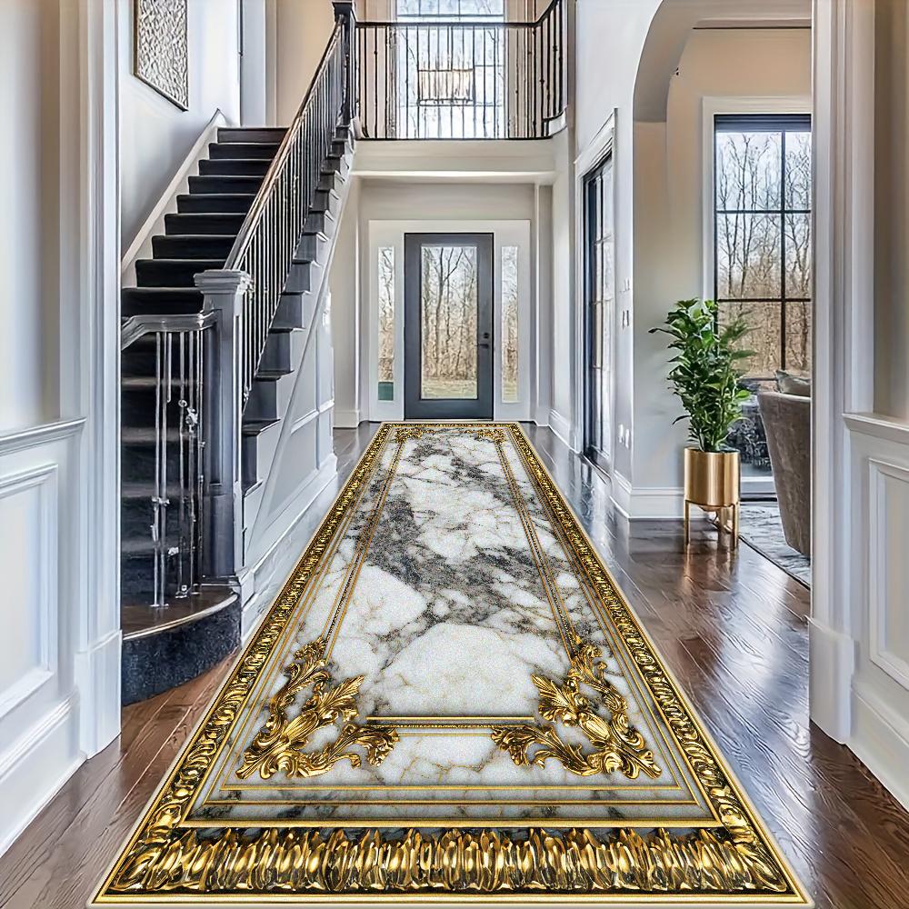 Nordic Luxurious Style Long Corridor Carpet Marble Decoration Runner Hallway Home Aisle Floor Mats Living Room Entryway Area Rug