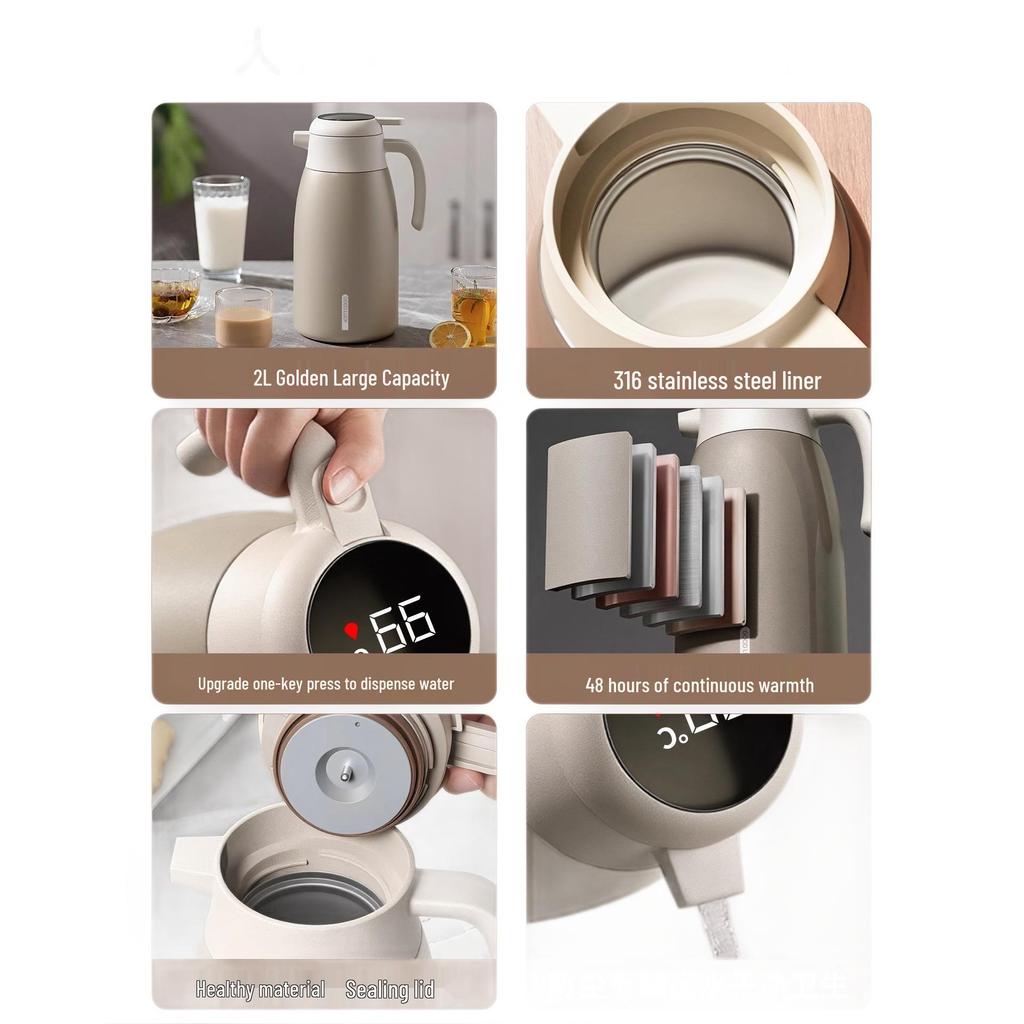 2025 New Model 316 Stainless Steel Insulated Thermos Flask Pot, Large Capacity Hot Water Kettle