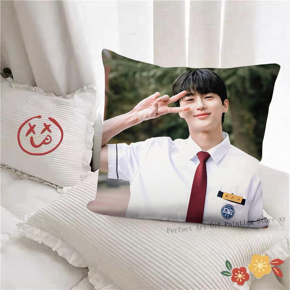 

Byeon Woo-seok Korea Pillow Case Fashion Square Pillowcase Bedroom Sofa Room Ins Decoration Leisure Cushion 16x16Inch