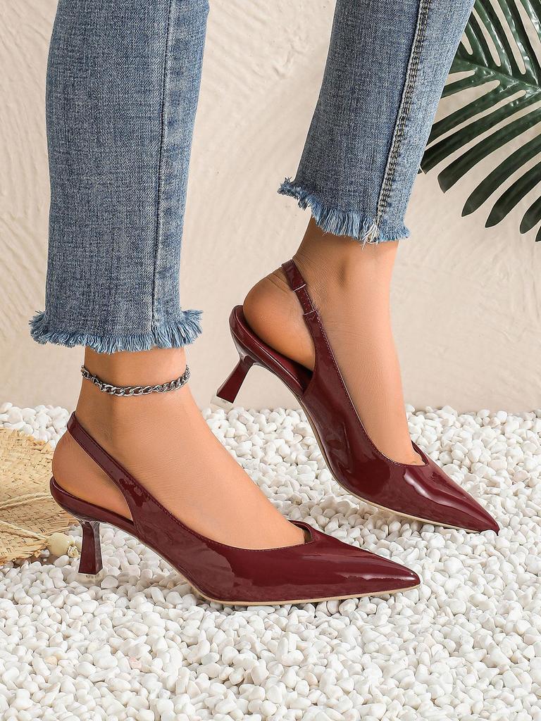 Décolleté Slingback a Punta in Vernice - Stile Coreano, Taglia 35-43, per il Pendolarismo Quotidiano