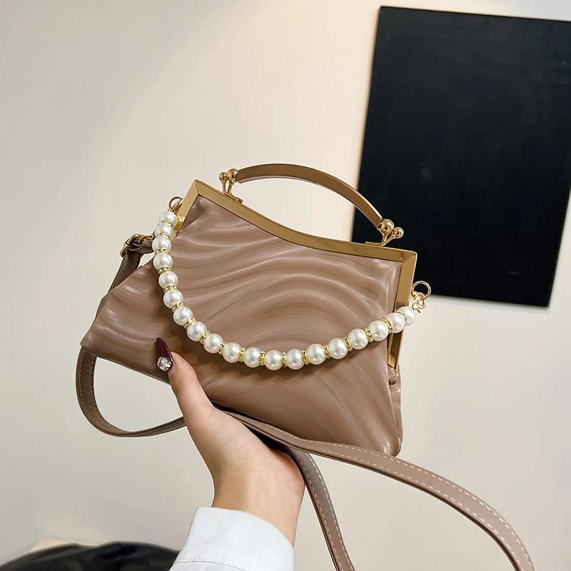 Fashion Women's Crossbody Bags High Quality Pearl Beading Ladies Shoulder Bags  New Simplicity