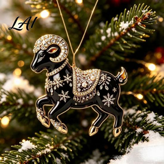 Seasonal Ornaments for Shopping Malls Black Goat Christmas Tree Hanging Ornament 2D Acrylic Festive Lightweight Holidays Pendant Decorative
