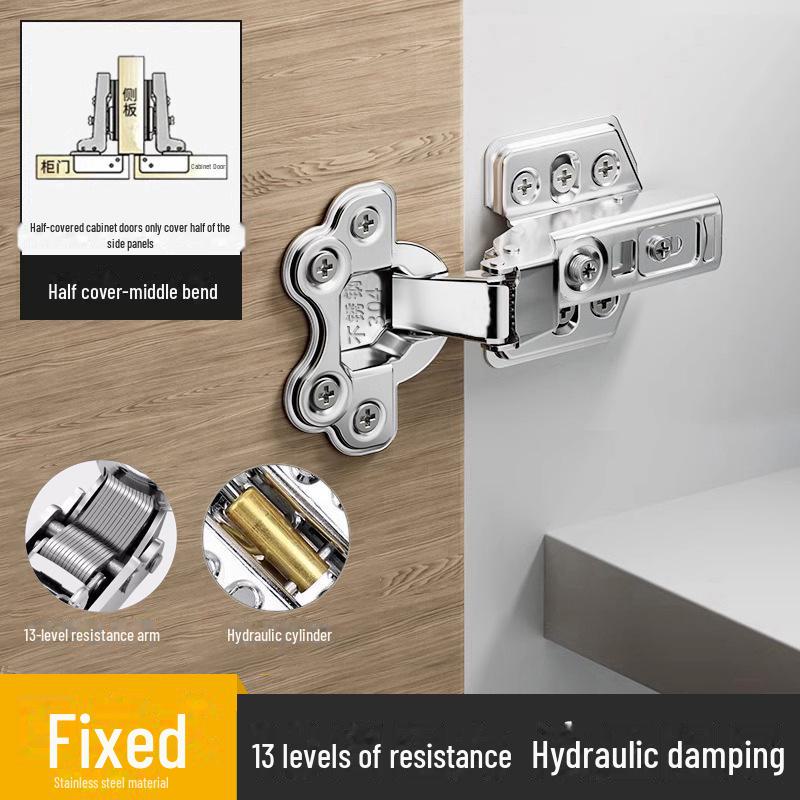 304 Stainless Steel Hydraulic Buffer Wardrobe Cabinet Door Folding Hinge
