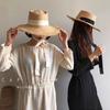 Hongshen Beadh Handmade Raffia Grass Summer Holiday Wide Brim Ribbon Lady Sun Cap Woman Leisure Hat