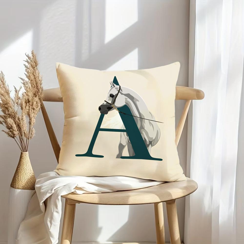 

Letter Horse Cushion Cover Soft Plush Throw Pillow Cover DoubleSided Decorative Cushion Case Sofa Bedroom Home Decor 30x30cm