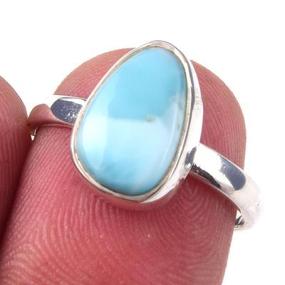 Natural Republic Larimar Gemstone 925 Solid Sterling Silver Gift Ring S.7 u9E49