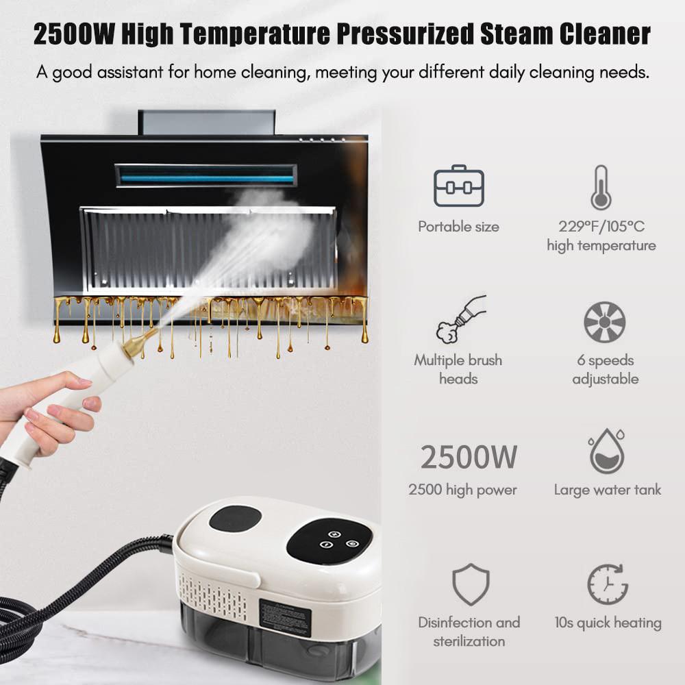 2500W High Pressure High Temperature Household Sterilization Steam Cleaner Handheld Kitchen Range Hood Steam Cleaning Machine