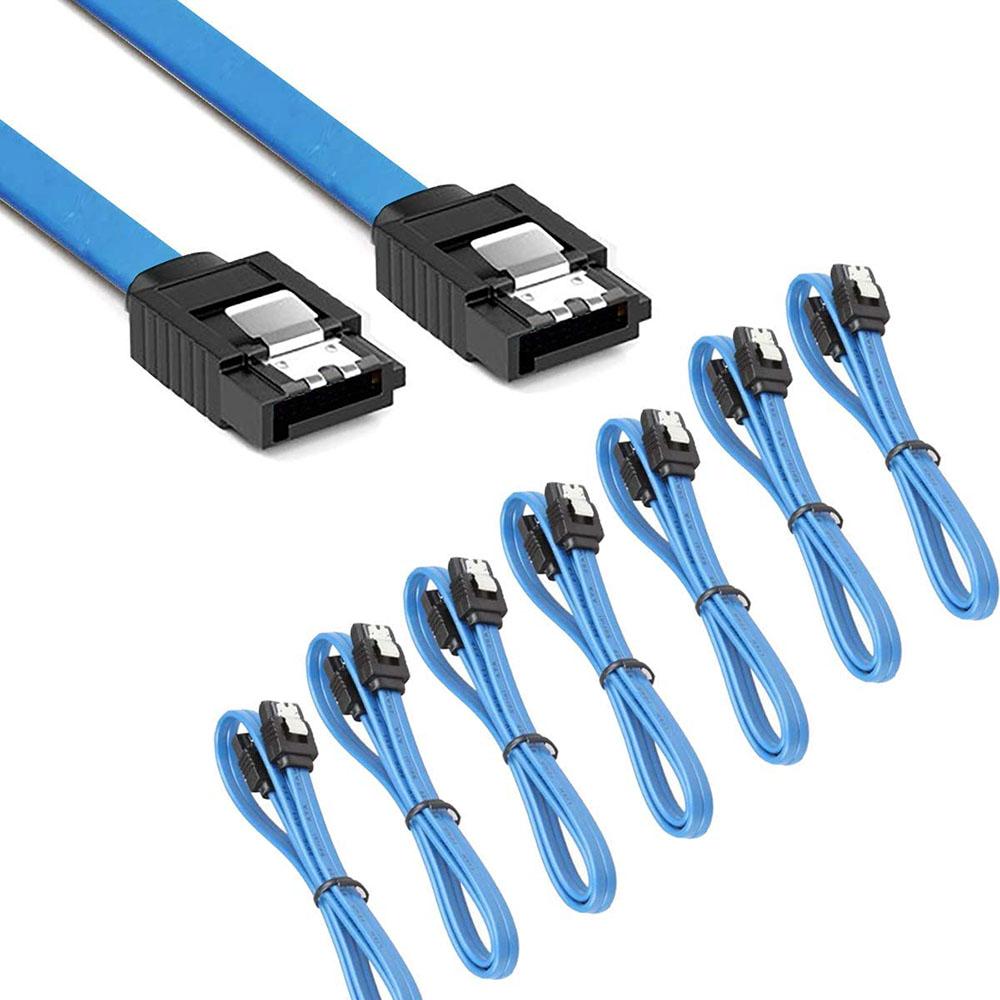 

12-Pack SATA Data Cable 90 Degree Right Angle SATA III 6.0 Gbps Cable Black with Locking SATA Cable For HDD SSD CD DVD Drives 40cm синій