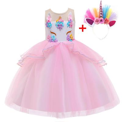 Unicorn Princess Puffy Dress for Girls - Summer Piano Performance Outfit