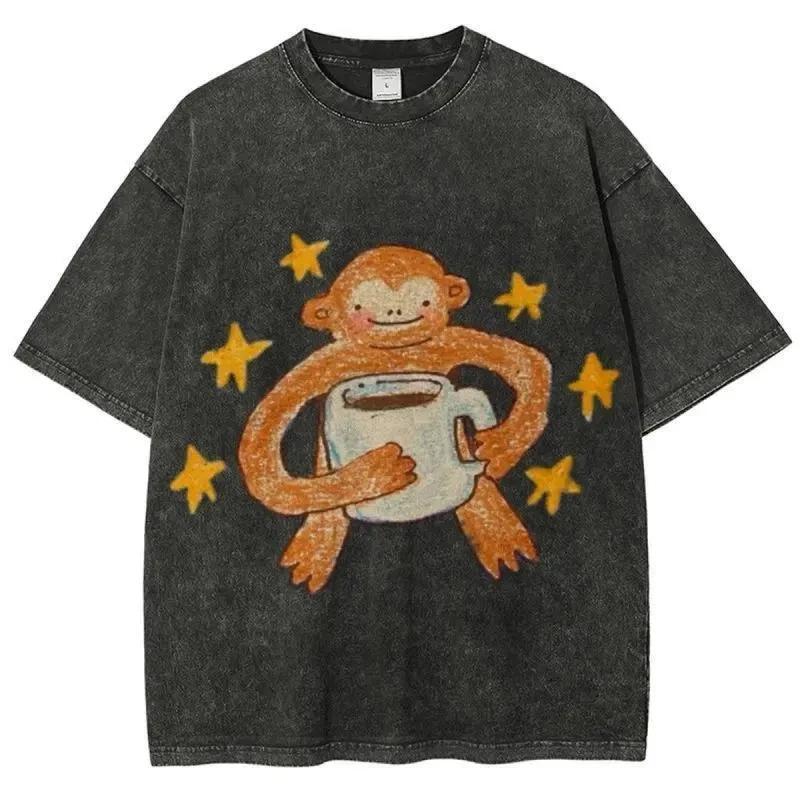 Star Monkey Unisex Vintage Tee, Vintage Distressed Coloful Tee S