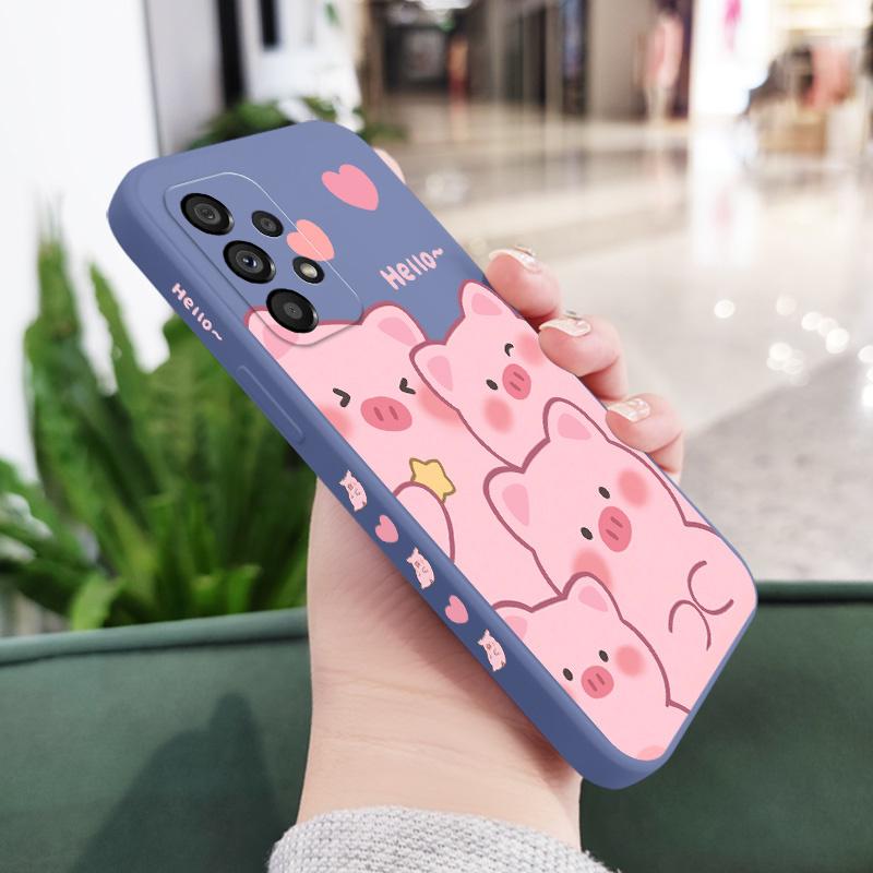 

Happy Pig Case For Samsung Galaxy A73 A53 A33 A23 A13 A03 A72 A52 A52S A32 A22 A12 A02 A02S A71 A51 A31 A21S 4G 5G Cover Samsung A02 светло-синий