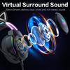 Gaming Headset with Microphone, Cat Ear Headphones for PC Laptop PS4 PS5 Xbox Switch, Rainbow RGB Lighting & Virtual Surround Sound