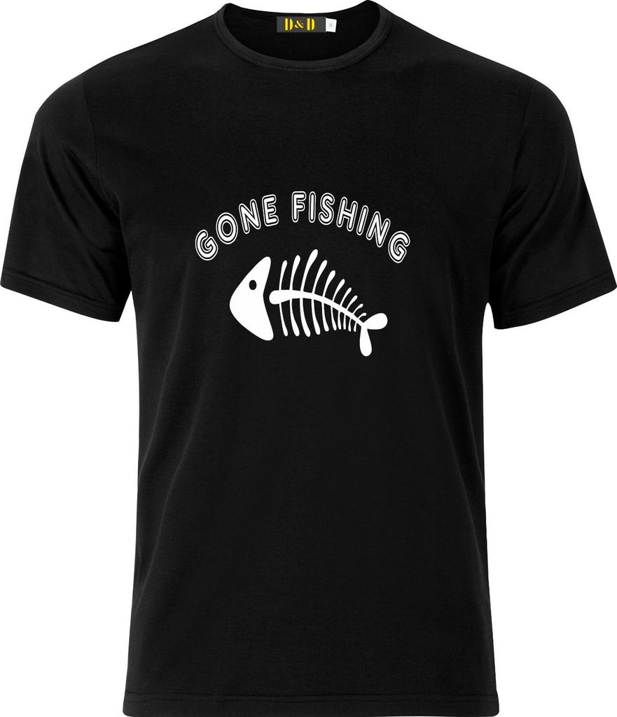 Gone Fishing Xmas Funny Cotton T Shirt Mens Womens Tees Top