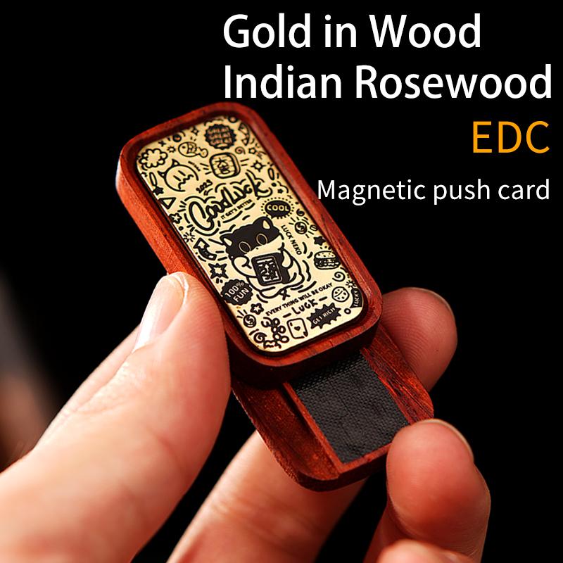 Magnetic EDC Finger Toys Mahogany Push Cards Stress-relieving Sliders Fidget Spinners DDHD Tools Gifts for Boys