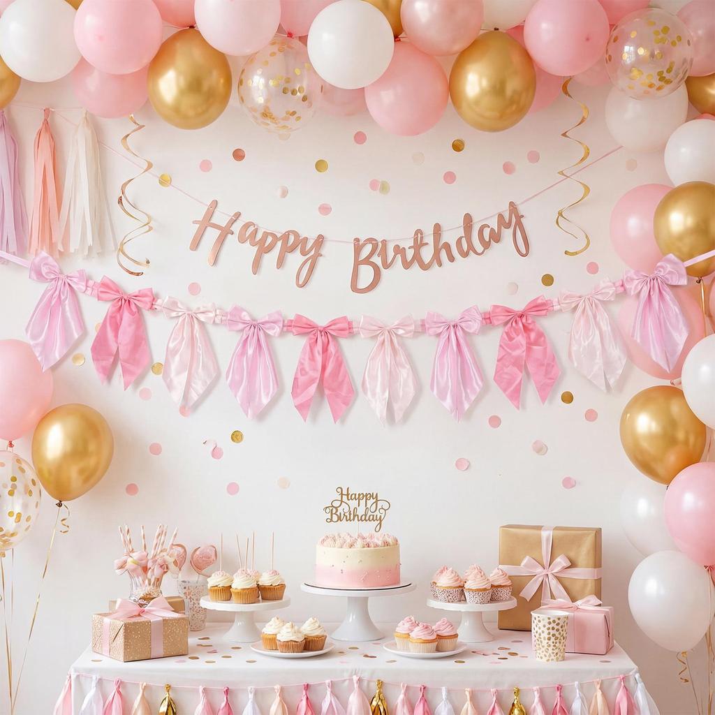 Cross-border Bow Background Decoration Banner for Birthday Party Atmosphere