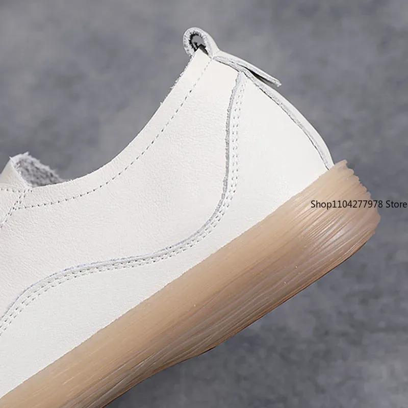 Fashion Genuine Leather Women Jogging Casual Shoes Cow Leather Soft Sole Slip-on Flat Loafers Ladies Sneakers Breathable Walking Shoes
