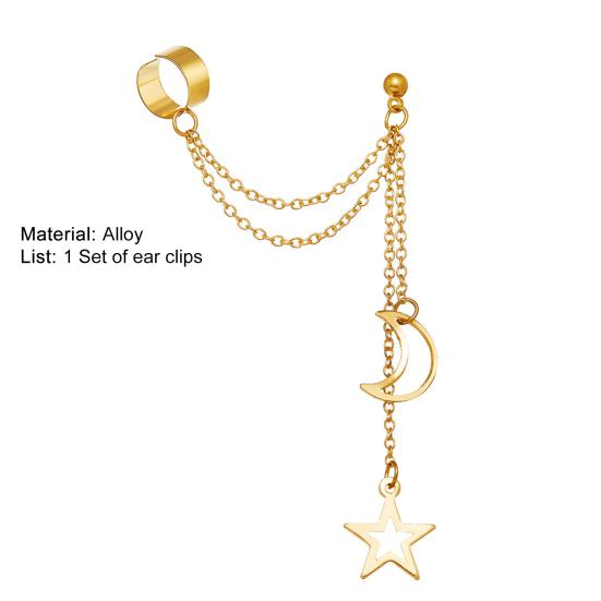 1 Set Hoop Earring Cool Round Hip-hop Style Non Ear Piercing Lady Ear Clip for Daily Wear