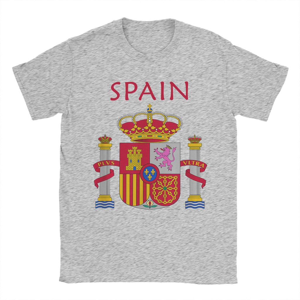 Unique SPAIN Flag TShirt for Men Crew Neck Pure Cotton T Shirt Short Sleeve Tees Plus Size Clothing
