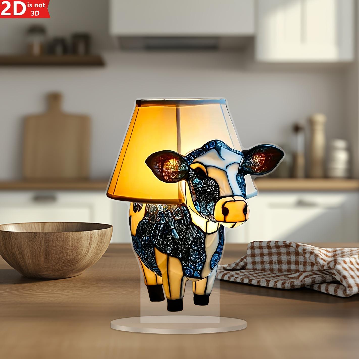 

Абстрактная настольная лампа в виде телёнка, креативное акриловое украшение для дома, декор для спальни, украшение в виде головы коровы для прикроватной тумбочки.