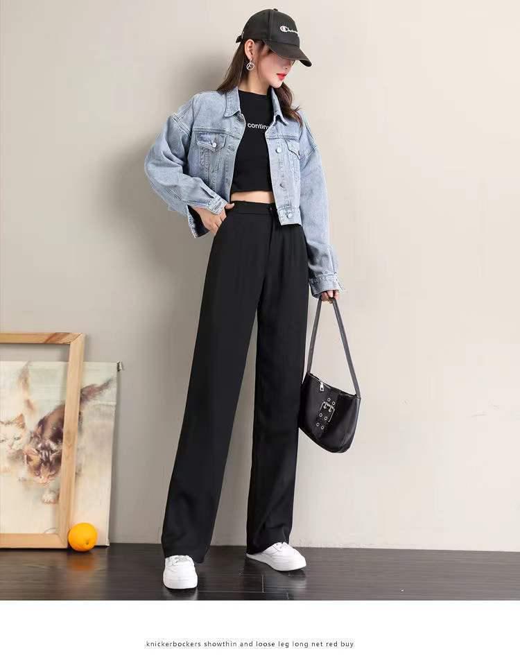 

Women s High-Waist Black Wide-Leg Pants: Autumn Fashion with Draped Fit, Plus Sizes Available XXXL