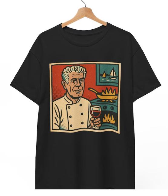 Anthony Bourdain Comic T-Shirt: Retro Chef Graphic Tee M