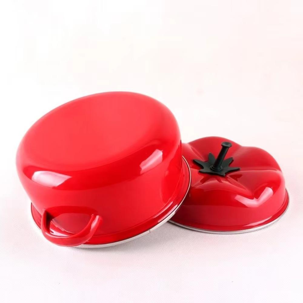1.6/2L Tomato Enamel Pot Binaural Handle Soup Pot Cookware Saucepan Milk