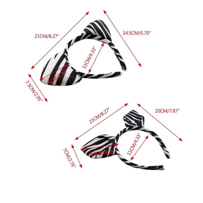 Opaski na głowę ze zwierzętami Paskowane Kreskówkowe Uszy Zebry Obręcz do włosów Urocze Akcesoria do włosów Impreza Rekwizyty do zdjęć