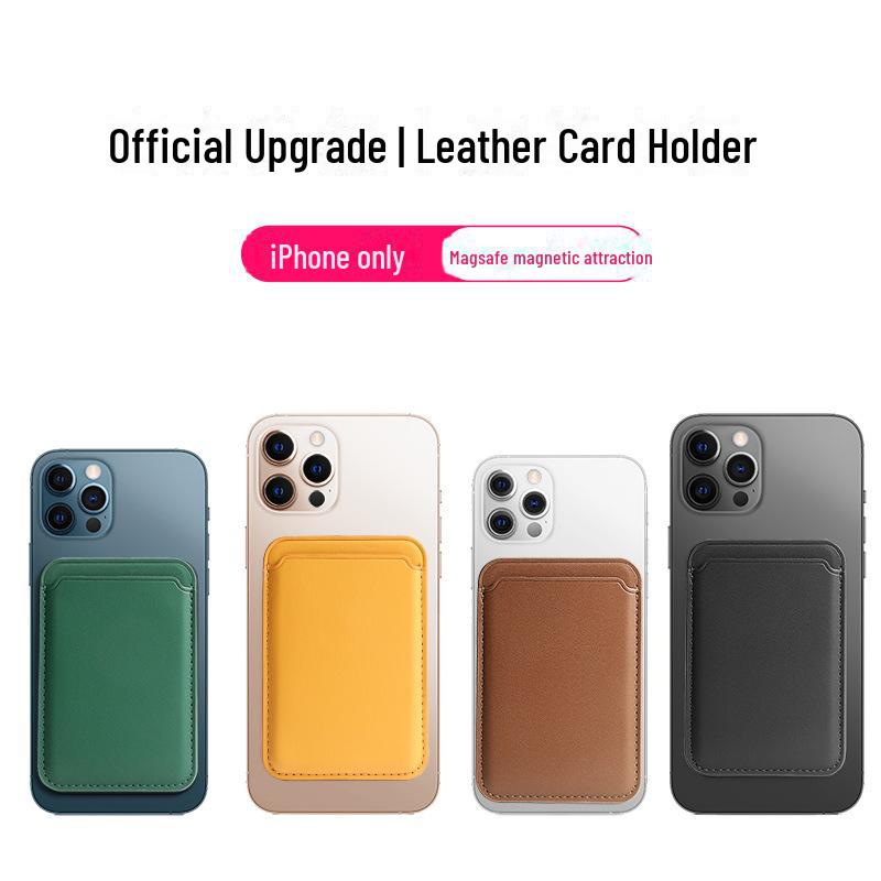 Compatible with Apple 15 MagSafe: Strong Magnetic Leather Card Holder for iPhone 12/13/14 Pro