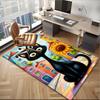 Black Cat In Sunflower Town Office Rug Chair Mat, Game Carpet, Suitable for Front Door, Bedroom, Living Room, Desk, Holiday Gift