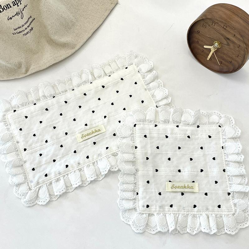 1Pc Placemat Rural Style Love Pattern Fresh Sweet Fabric Art Photography Props Coaster Originality Lace Trimmings Home Decor