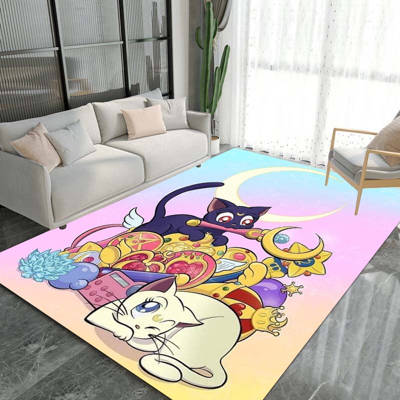 Schöne Kriegerin Sailor Moon 3D Teppich, Geeignet für Wohnzimmer, Schlafzimmer und andere Heimdekoration, Rutschfeste Fußmatte und Geschenkwahl.