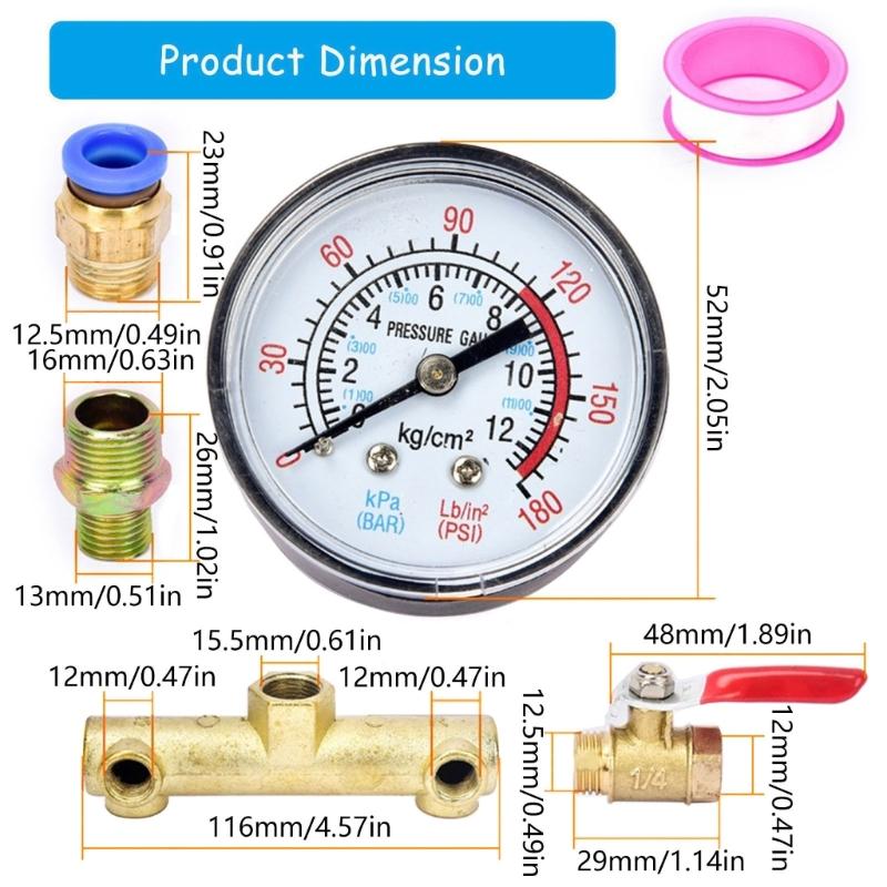 8pcs strong air pumps Accessories Pressure Gauge easy installs Valves for Repair