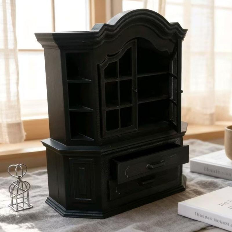Solid Plastic Mini Cabinet Bookshelf Model Dollhouses Accessories For Bedroom Kitchen Living Room Tiny House Decoration