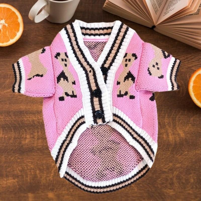 

Милая одежда для собак с мишкой, полосатый осенне-зимний свитер для собак, теплая куртка для питомцев, вязаная одежда, пуловер для щенков чихуахуа и таксы XS