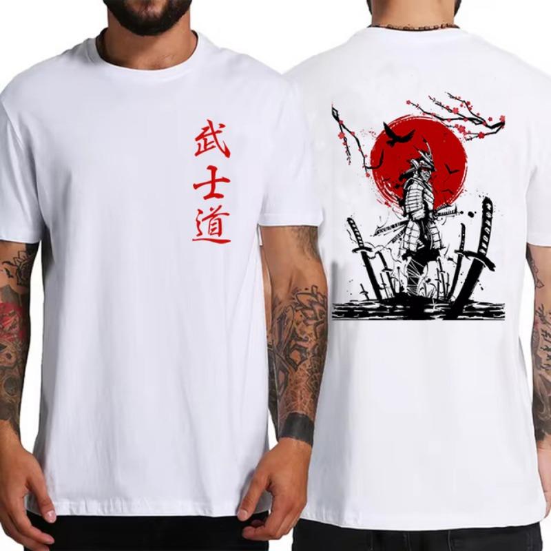 Japan Samurai Spirit Męska koszulka w stylu japońskim z tyłu z nadrukiem 3D Luźne, obszerne koszulki T-shirt Męski prezent Tee Unisex