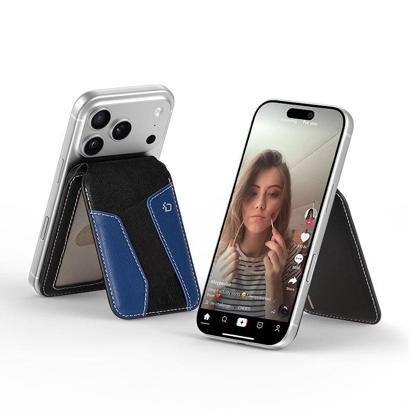 

iPhone Magnetic Bracket PU Leather Card Holder – Multifunctional Phone Back Sticker Sleeve Multi-functional Magnetic Holder Card Sleeve