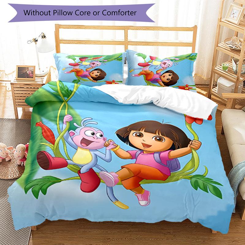 3pcs D-Doras The Explorer Pattern Bedding Set Duvet Cover Set Includes Duvet Cover &pillowcases, Perfect All Season Bedroom Decoration & Gift