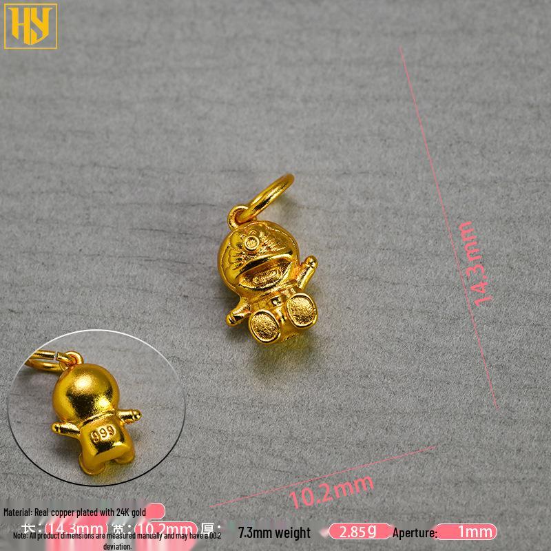 Gold-Plated Copper Doraemon & Animal Charms for DIY Bracelets & Necklaces