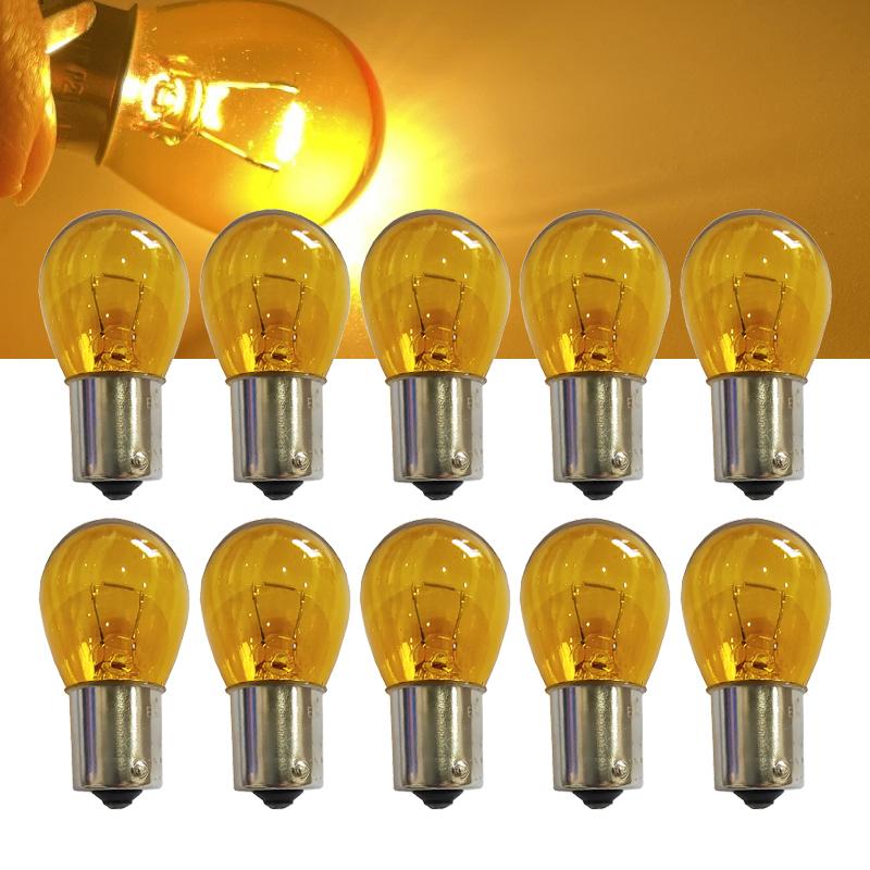10Pcs S25 P21W P21/5W BAY15D BA15S 1156 1157 12V 21W 12V 21/5W Car Halogen Turn Singal Light Reverse Lamp Stop Bulb