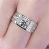 Ring new men's ring men's domineering fashion diamond ring simulation diamond ring men's  platinum plated moissanite ring