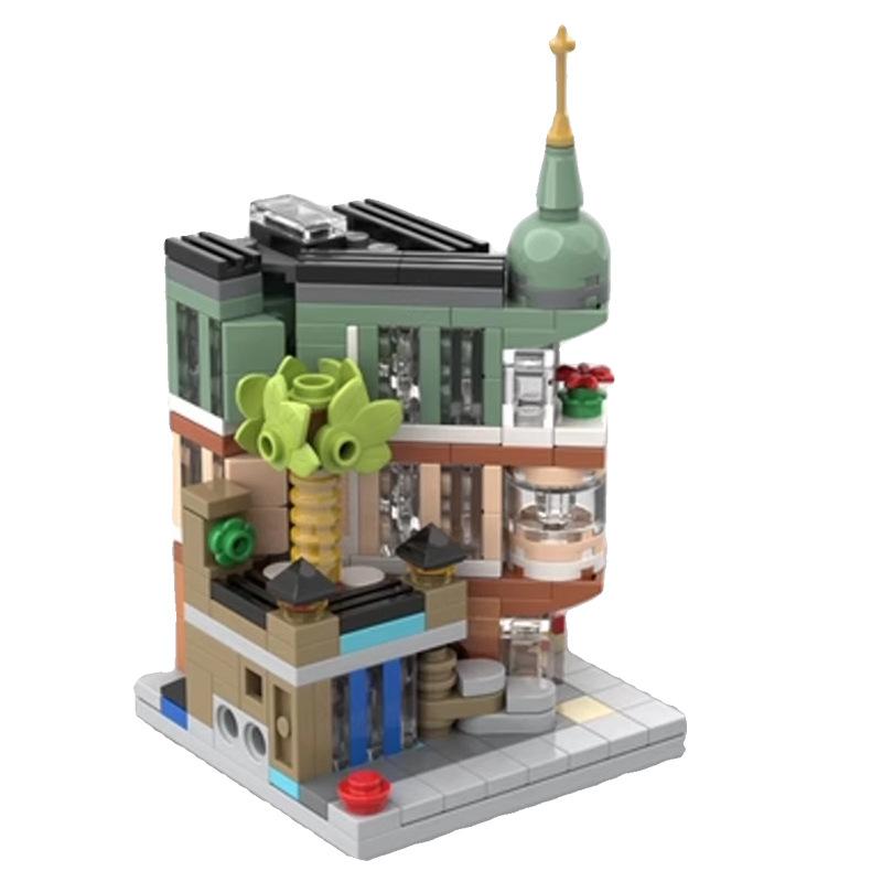 MOC Mini Street View City Series Boutique Hotel Puzzle Assembled Building Block Model Toy