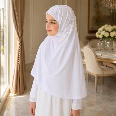 Blumen-Islamischer Schal Schöner Gebetsschal Neuer Spitzen-Strass-Hijab für Teenager-Mädchen